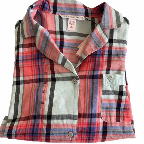 TOP ONLY! NWT Victoria’s Secret flannel pj top Size medium - Picture 2 of 7